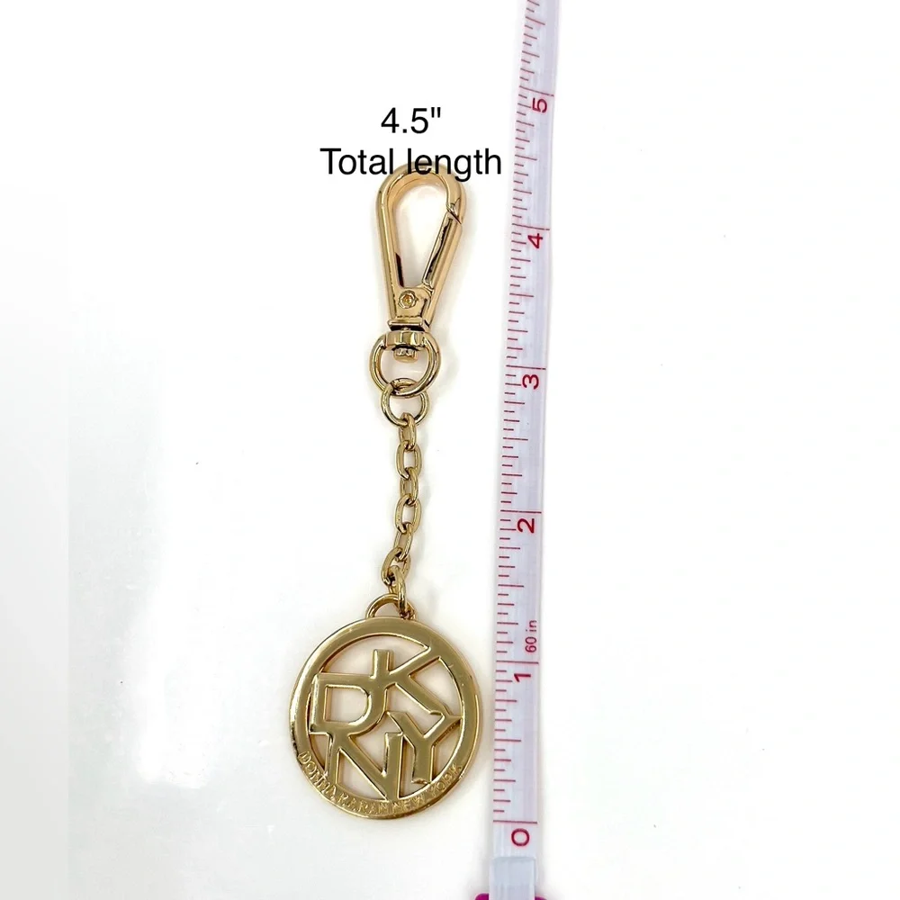 DKNY Donna Karan Gold Plated Logo Keychain Tag